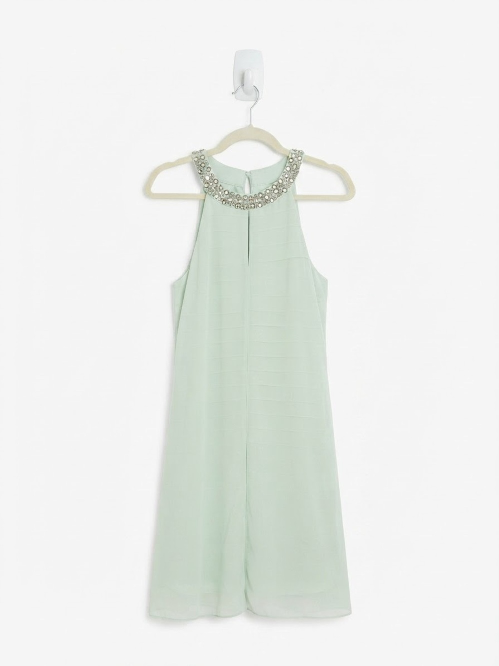 Beaded Halter Mint Green Formal Dress